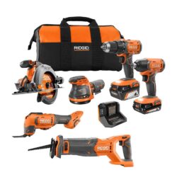 Ridgid 18V Cordless 6 Tool Combo Kit With 2 0 Ah Battery 4 0 Ah Battery Charger And Bag R96257 - Imagem 1
